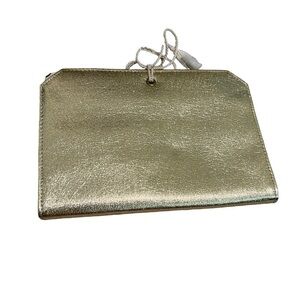 ROLFS Vintage Travel Jewelry Organizer Gold Metallic Sparkle Leather Tie Closure